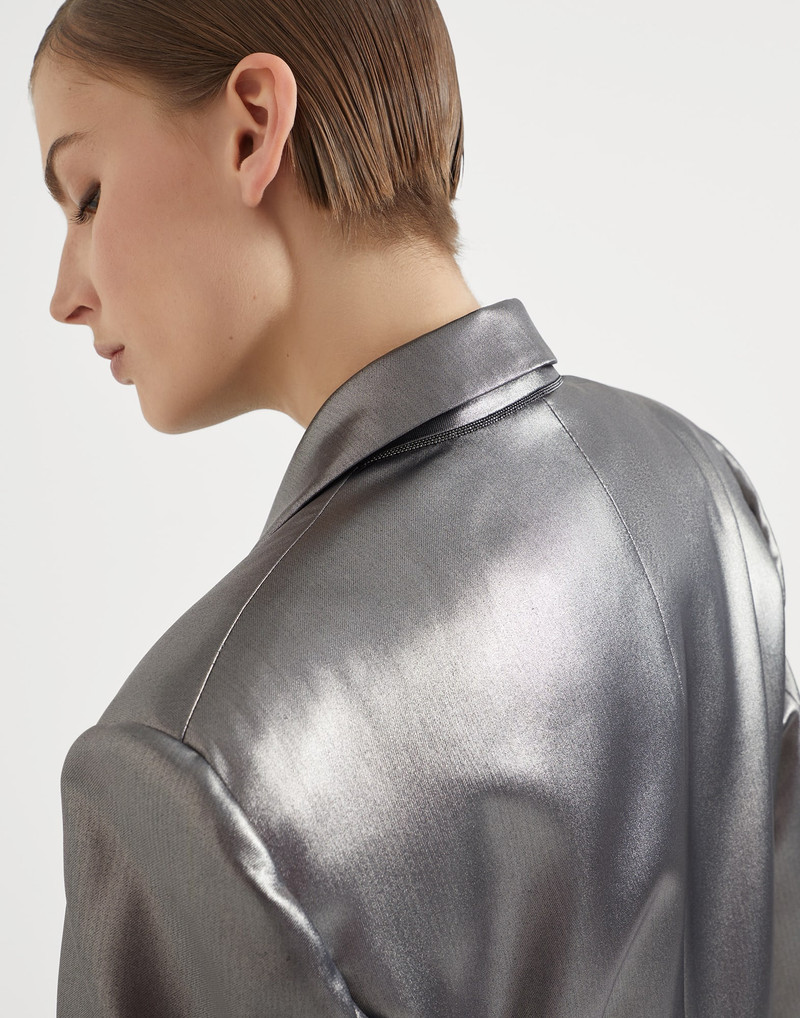 Lamé silk twill blazer with monili 3