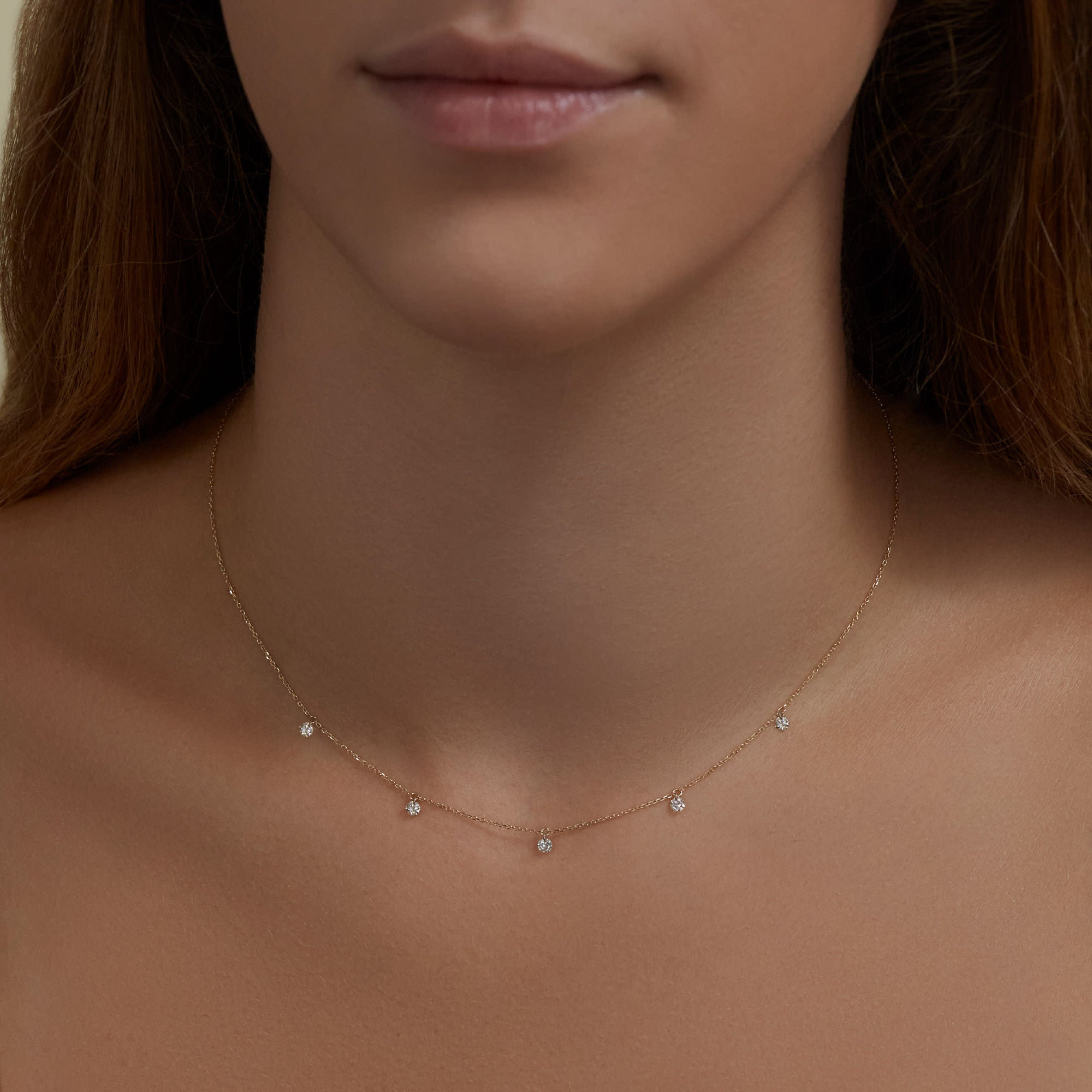 Tiny 5 Diamond Twinkle Necklace - 2