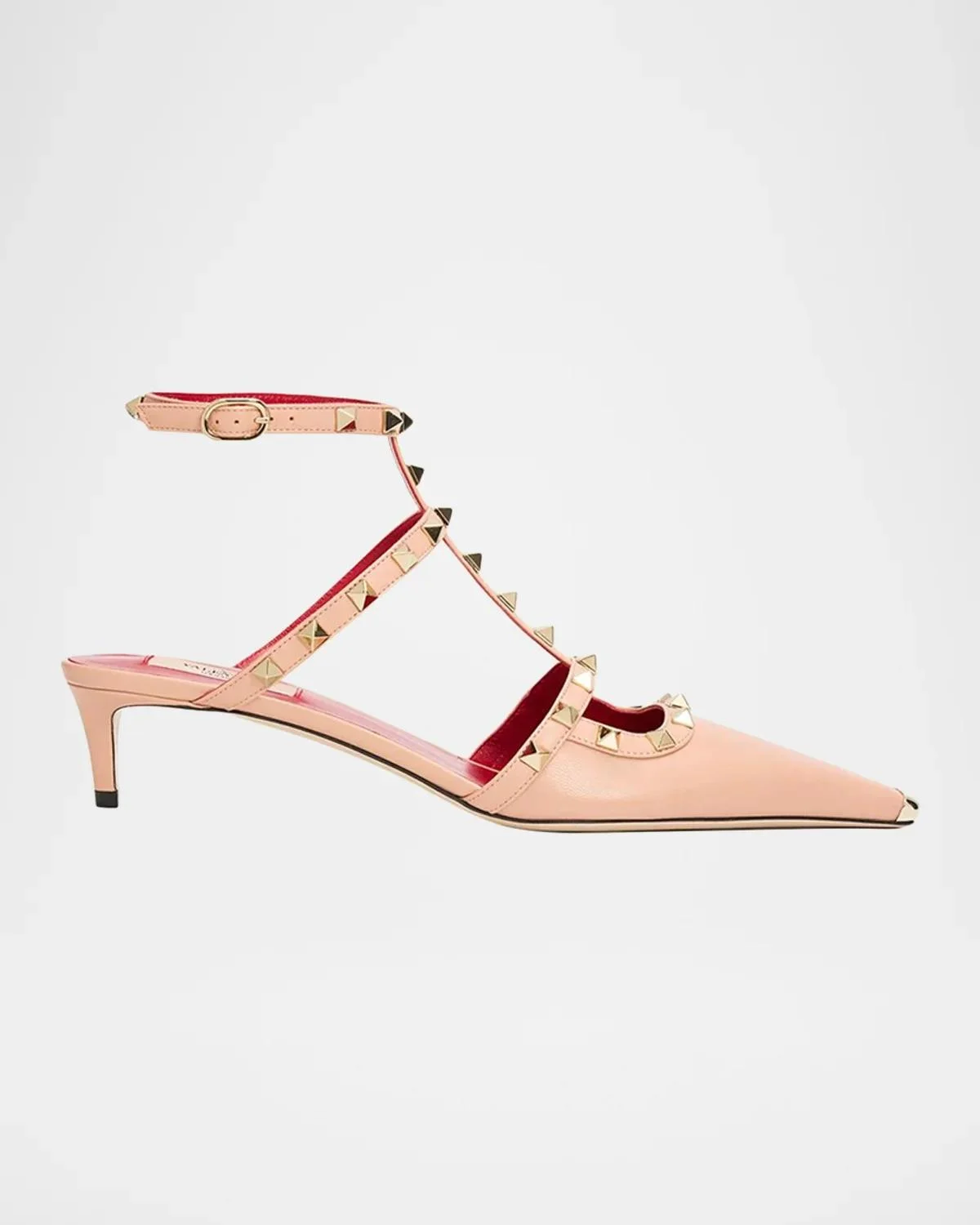 40mm Rockstud Leather Ankle-Strap Pumps - 1
