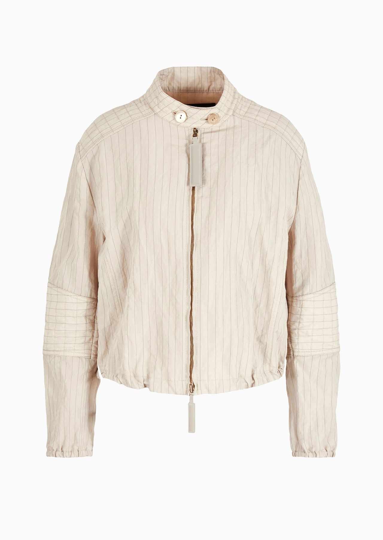 Lurex pinstriped, cotton and linen blouson - 1