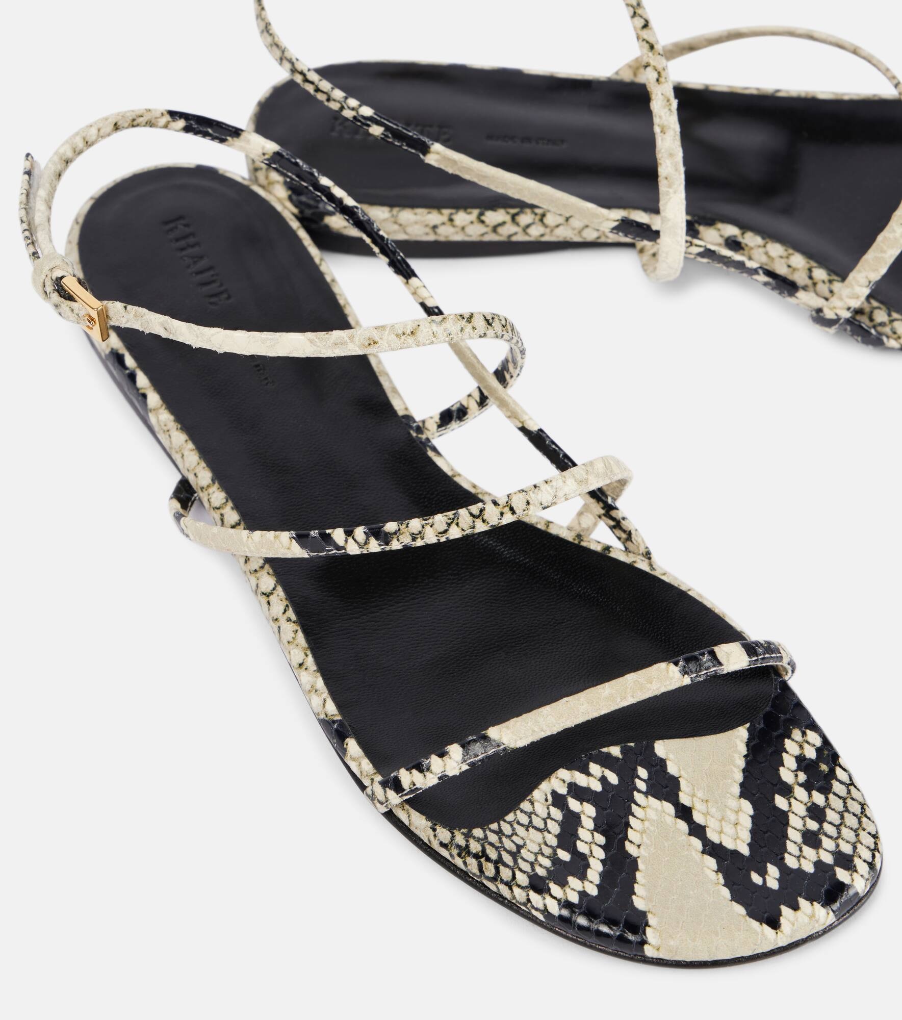 Loop snake-effect leather sandals - 5
