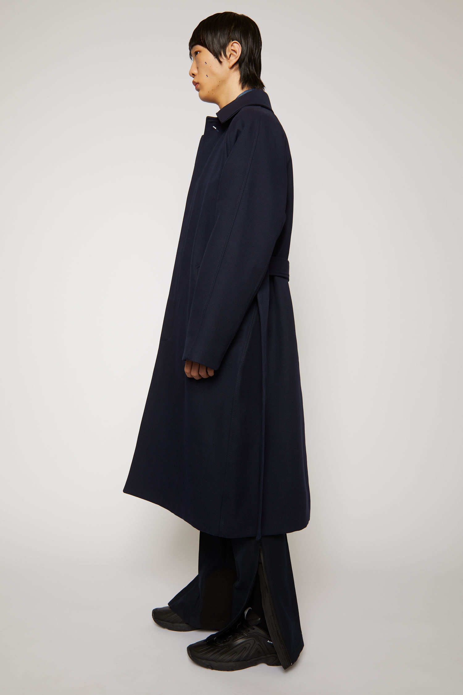 Oversized twill trench coat navy - 3