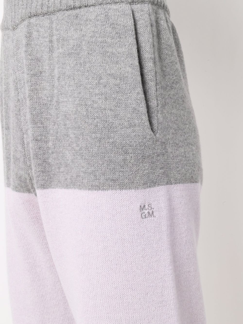 two-tone knitted track pants - 5