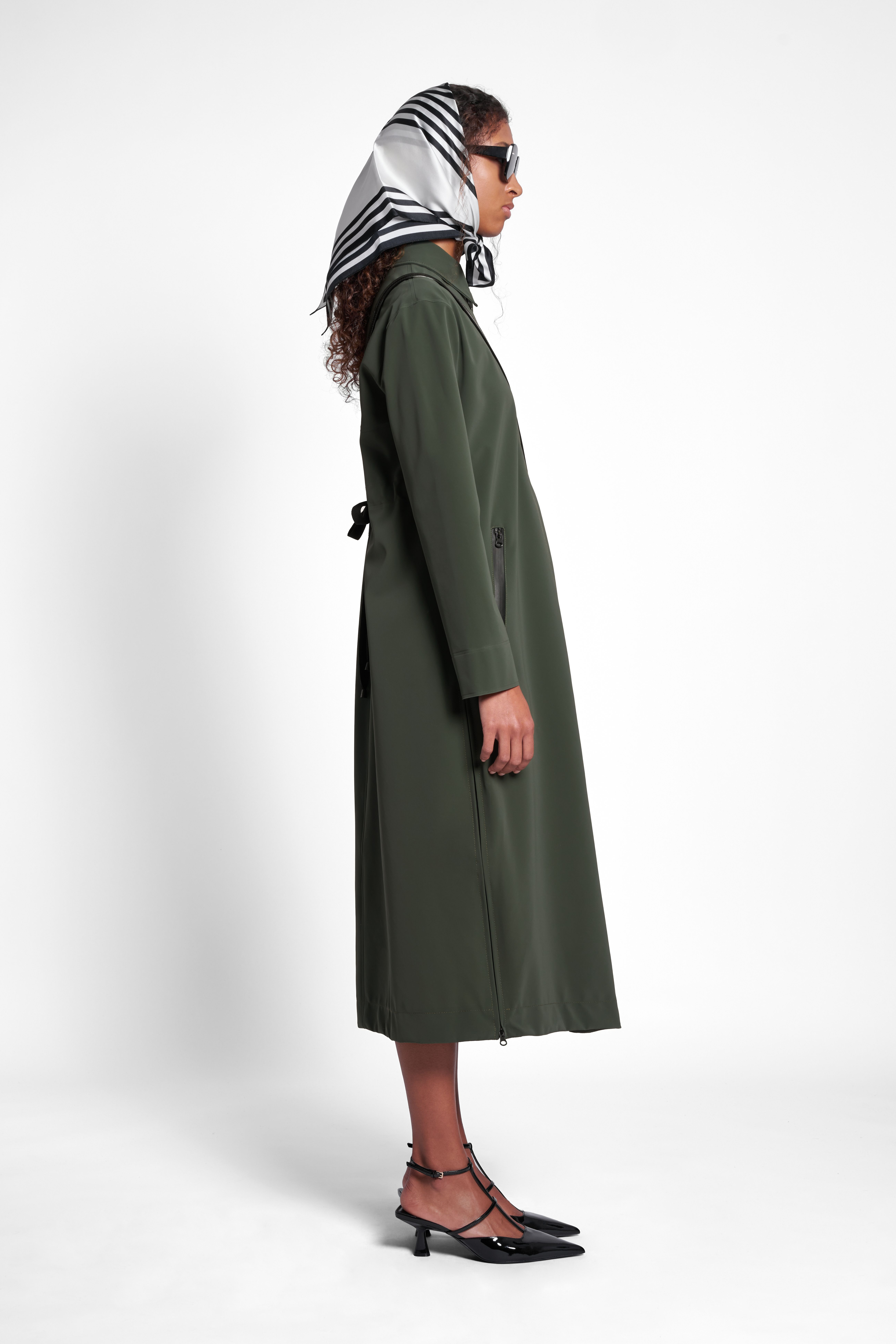 Hornstull Matte Long Raincoat Green - 3