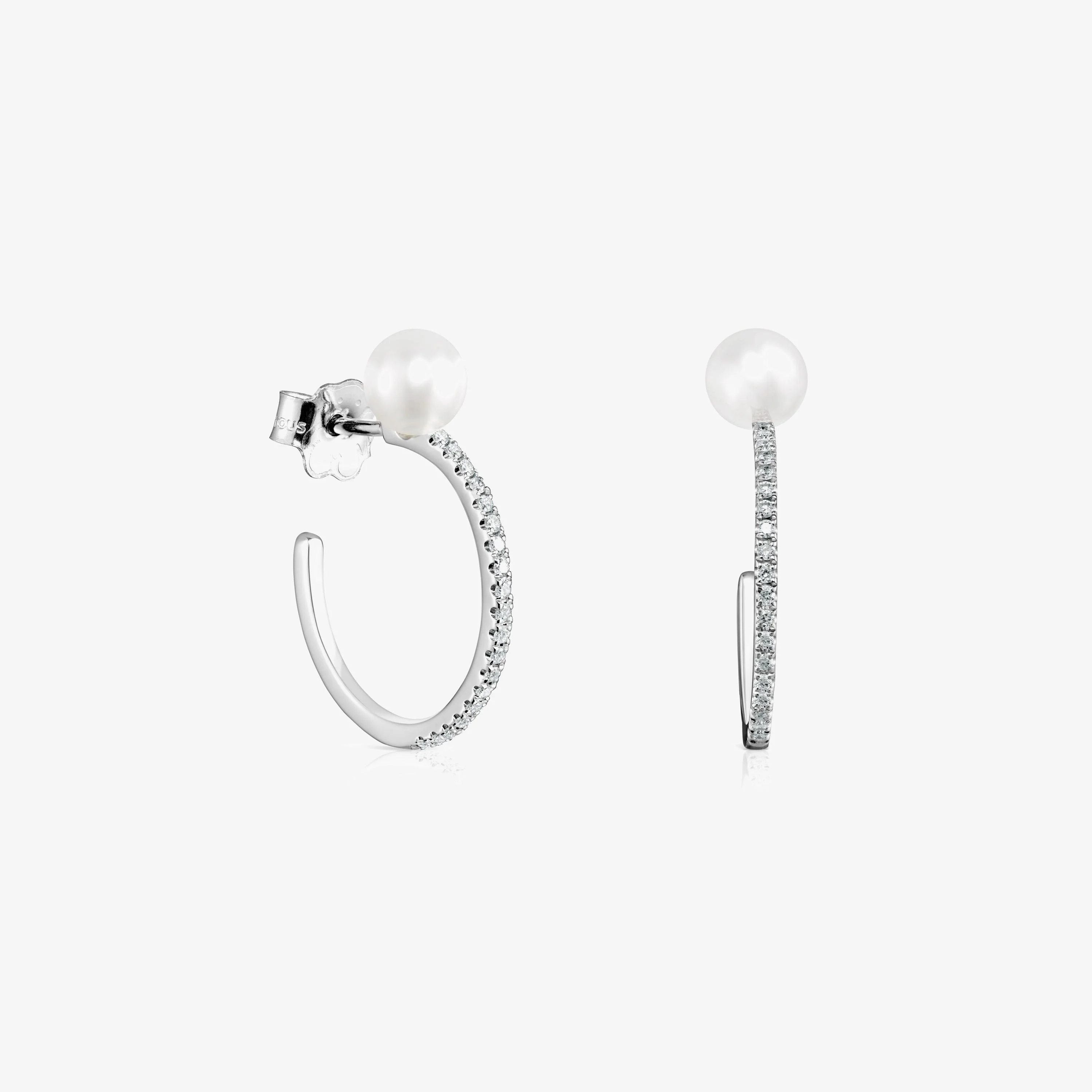 Large Les Classiques Earrings in 18K white gold with Diamond and Pearl - 1