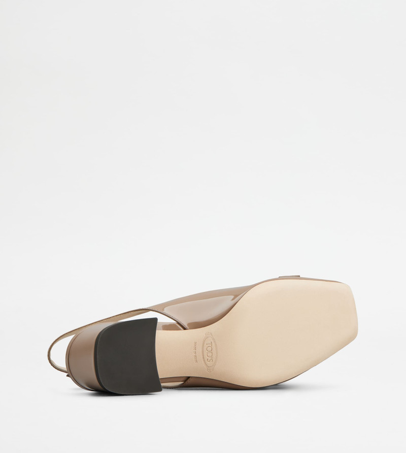 KATE SLINGBACK PUMPS IN PATENT LEATHER - BEIGE 5