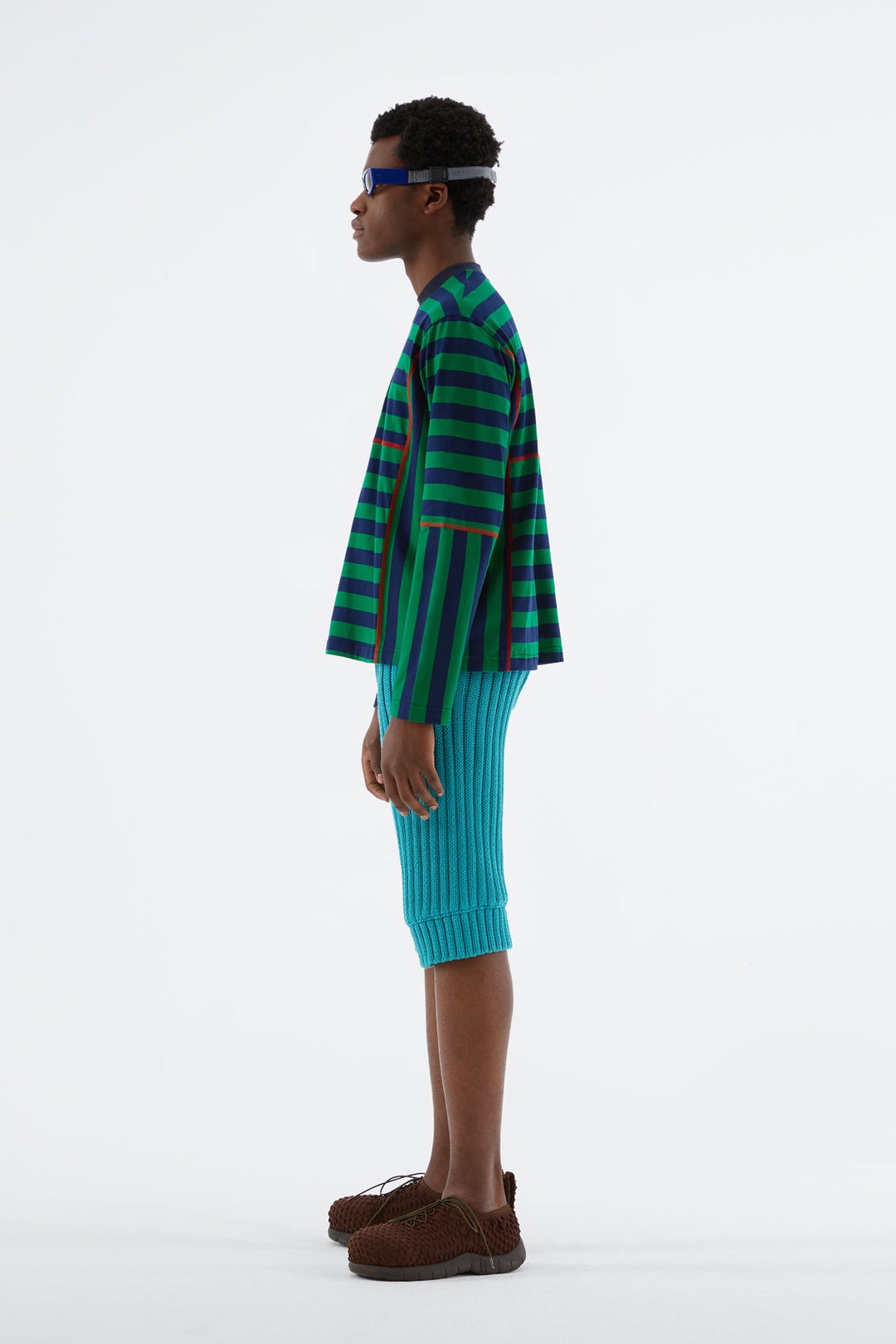 GREEN & BLUE STRIPED LONG SLEEVE WITH CUTS - 4