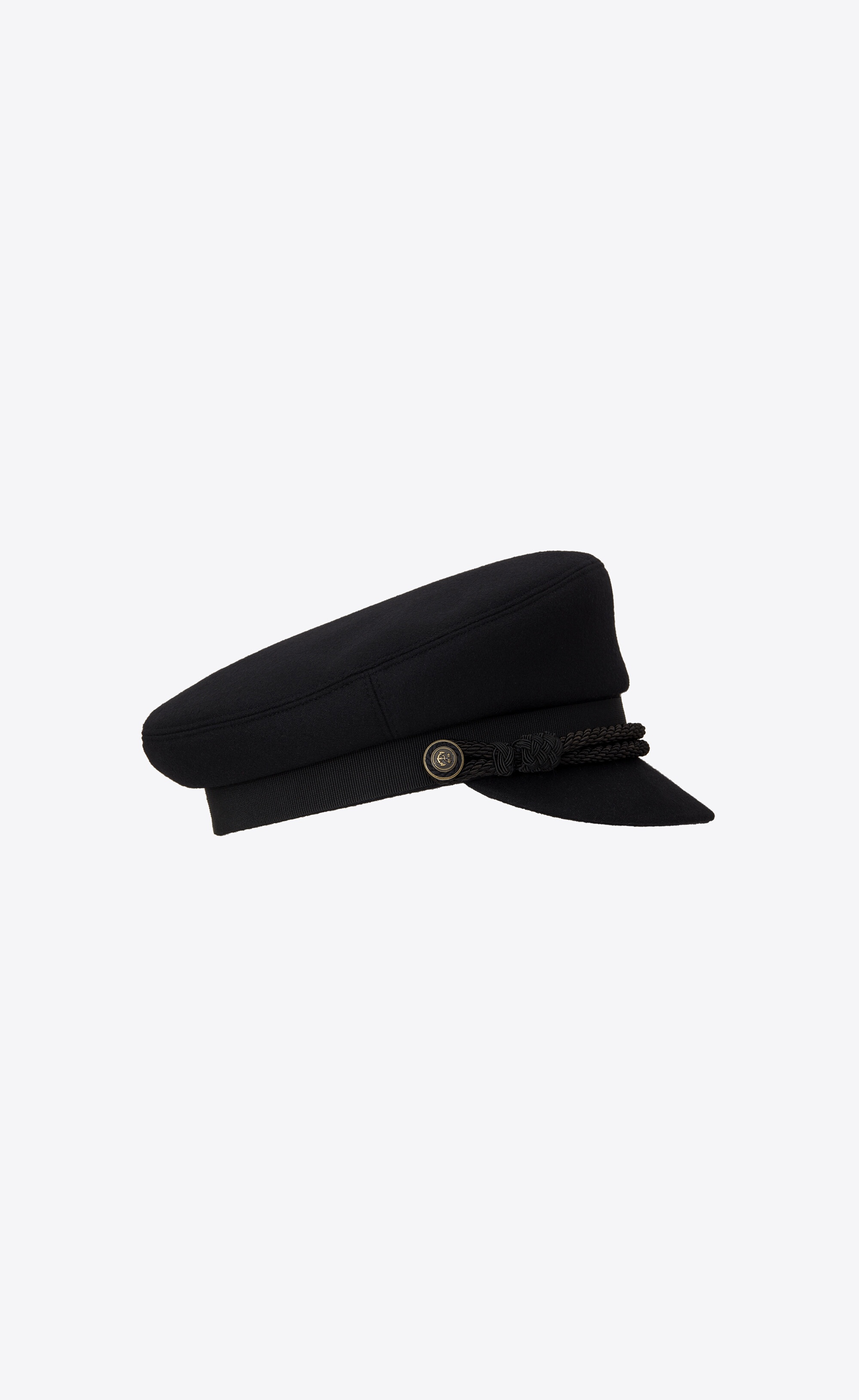 peaked cap in wool felt and leather - 3