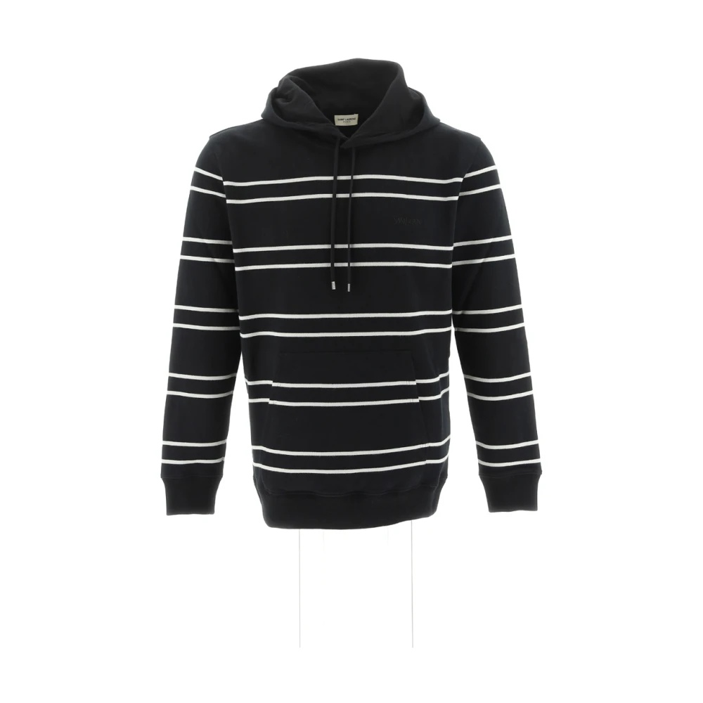 【SAINT LAURENT】ストライプパーカー Stripe hoodie SAINT LAURENT Striped embroidered cotton-jersey hoodie | NET