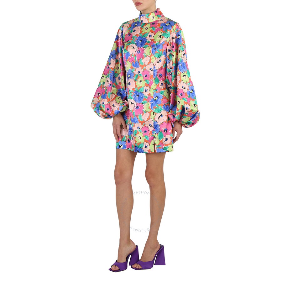 Rotate Ladies Necatrine Comb Floral Print Puff-Sleeve Dress - 5