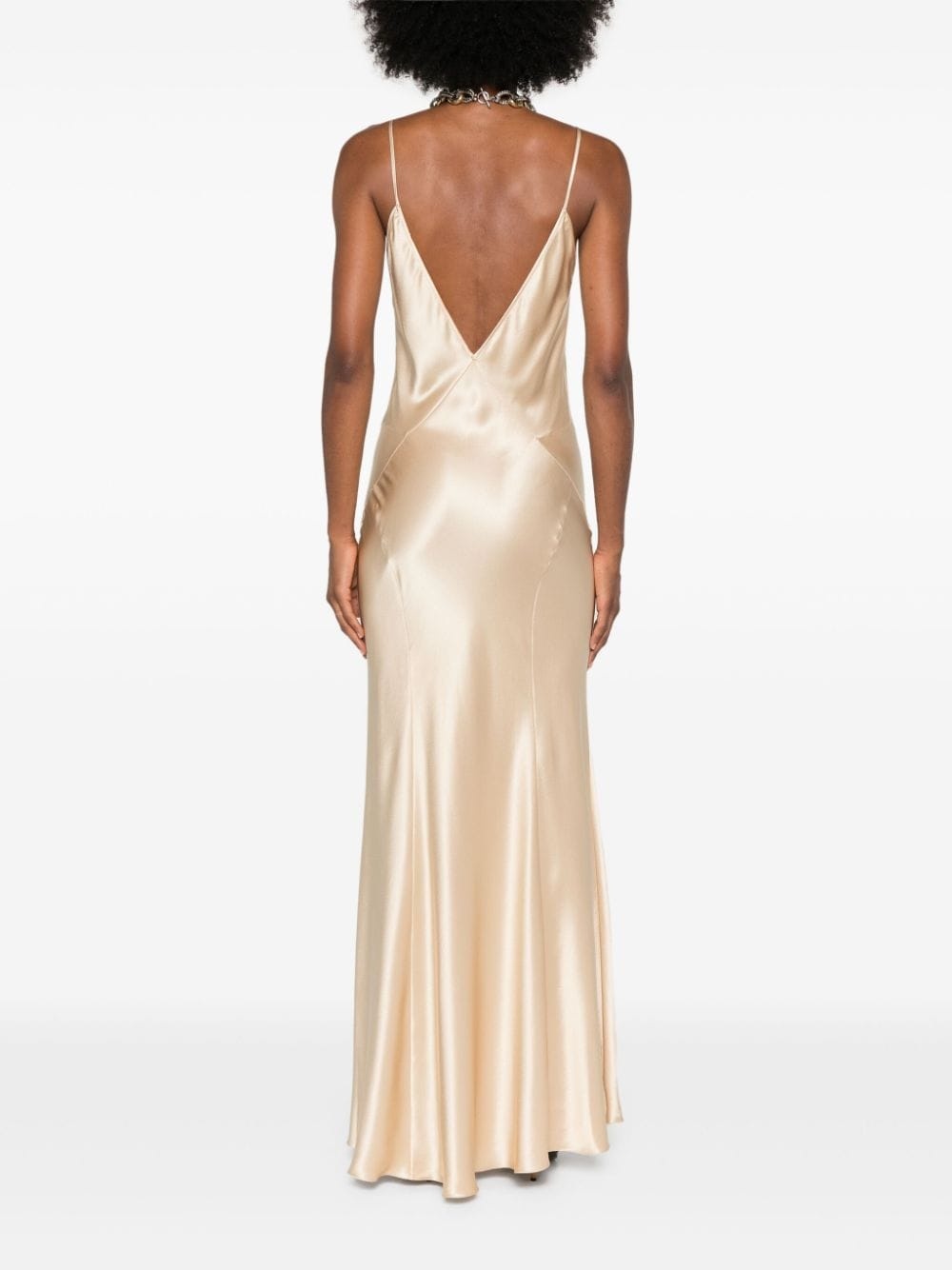 silk V-neck maxi dress - 4