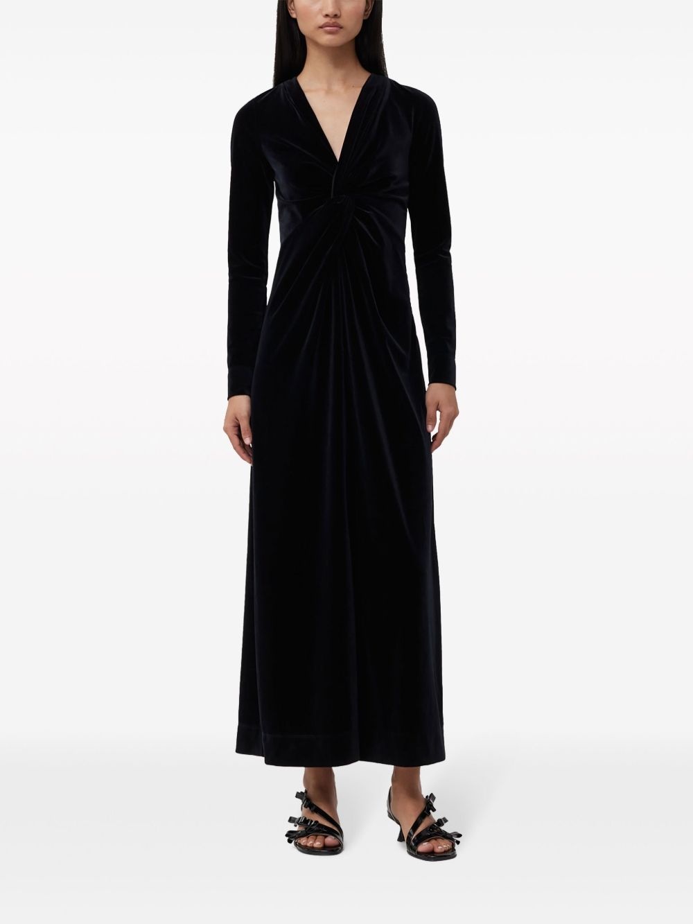 ruched velvet maxi dress - 2
