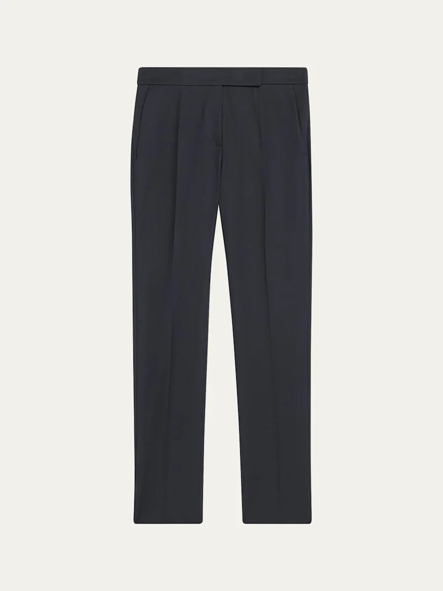 Cotton Stretch Straight-Leg Ankle Trousers - 1
