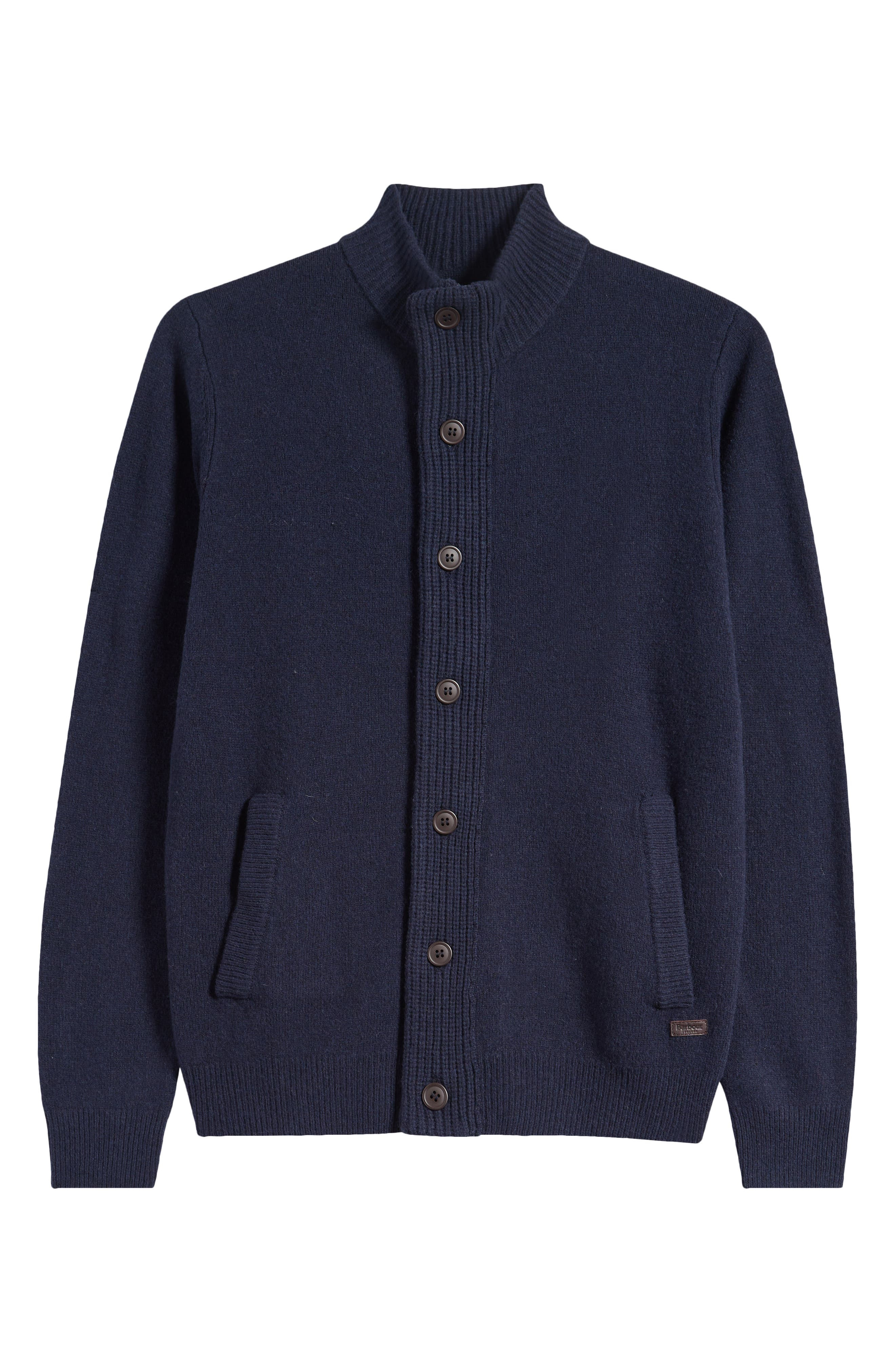 Barbour Wool Button & Zip Front Cardigan in Navy at Nordstrom - 5