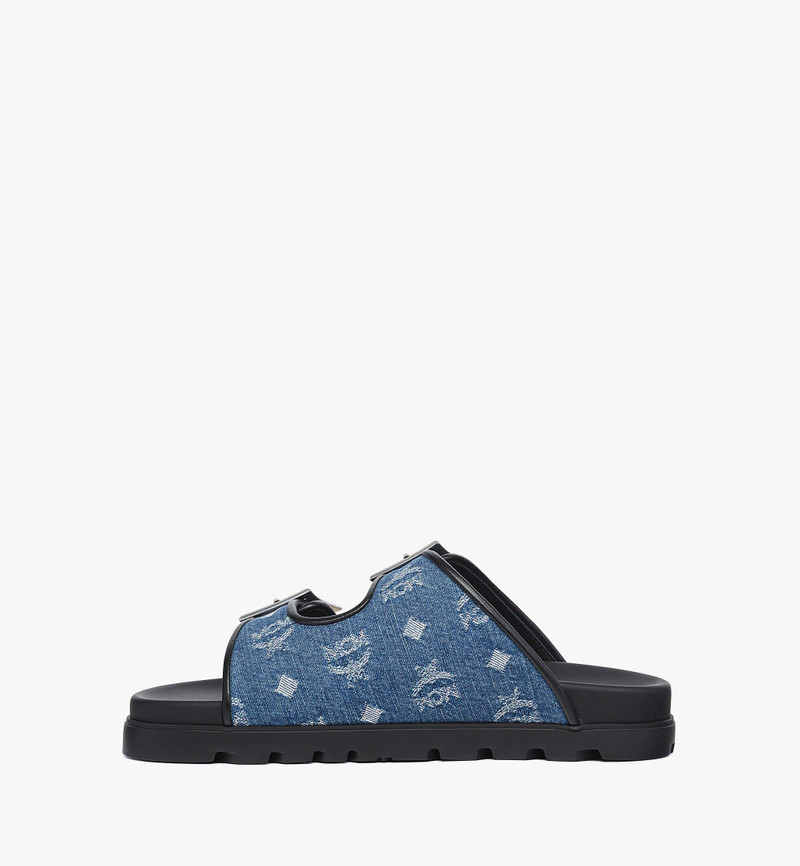 MCM Monogram Sandals in Denim Jacquard outlook