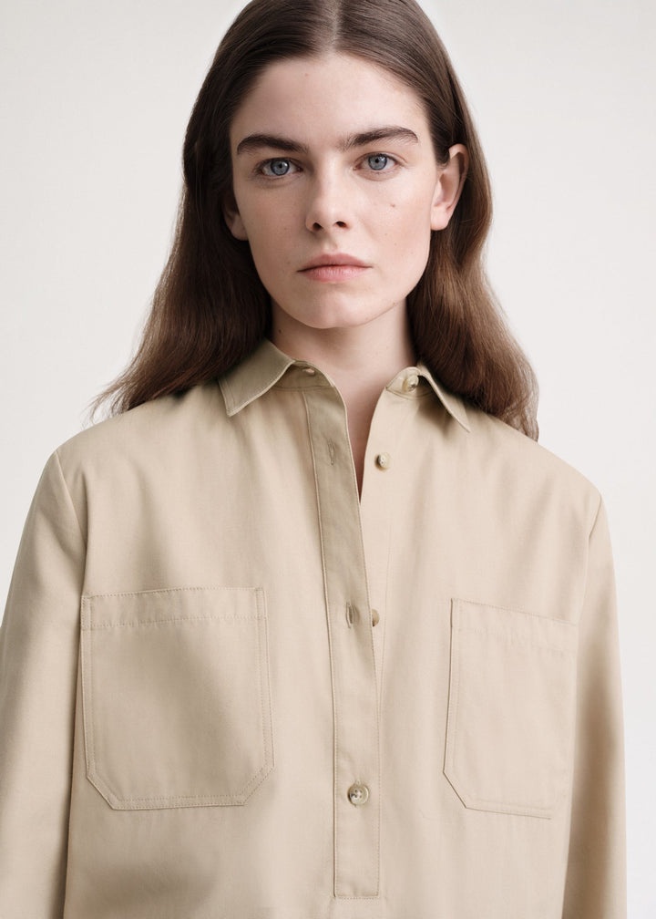 Cotton-twill pocket shirt overcast beige - 5