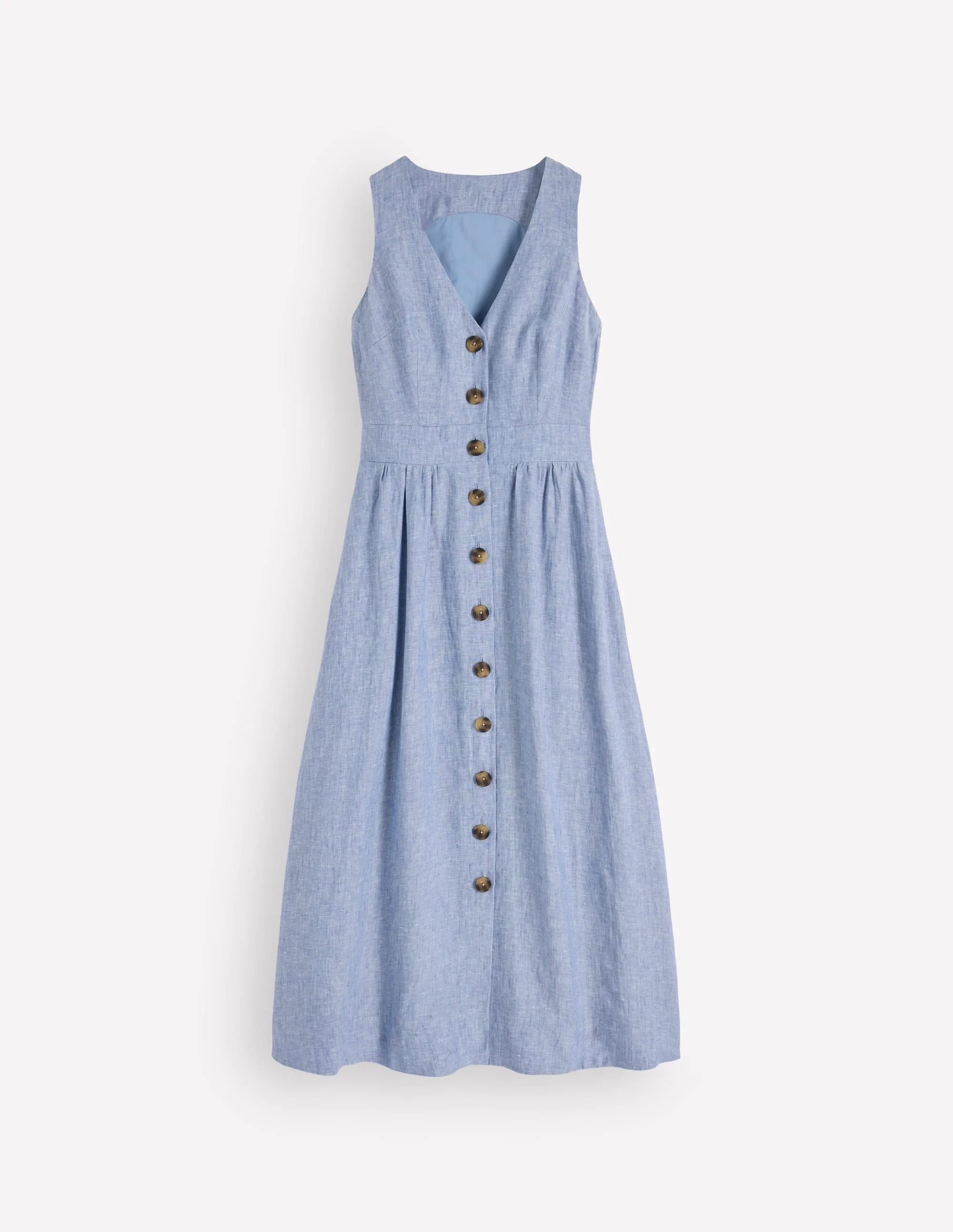 Catherine Button Linen Dress-Chambray - 1
