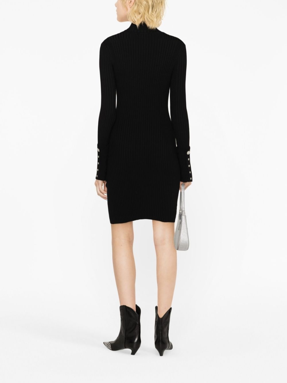 high-neck ribbed-knit minidress - 4