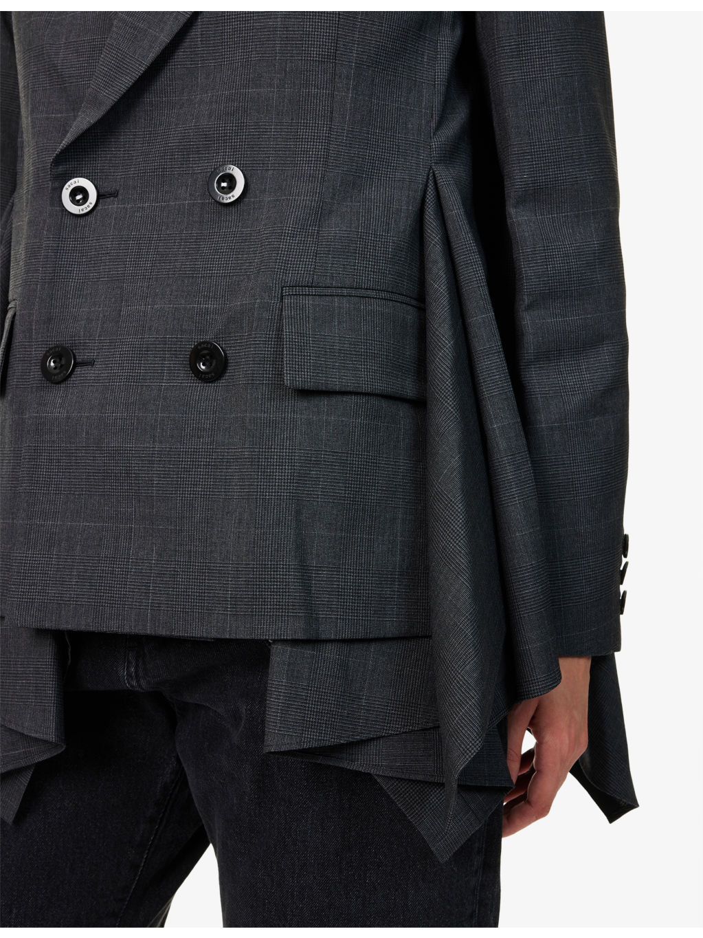 Glen-Check Pleated Wool Blazer - 5