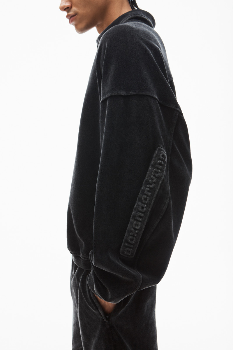 articulated polo shirt in velour with embossed logo 3