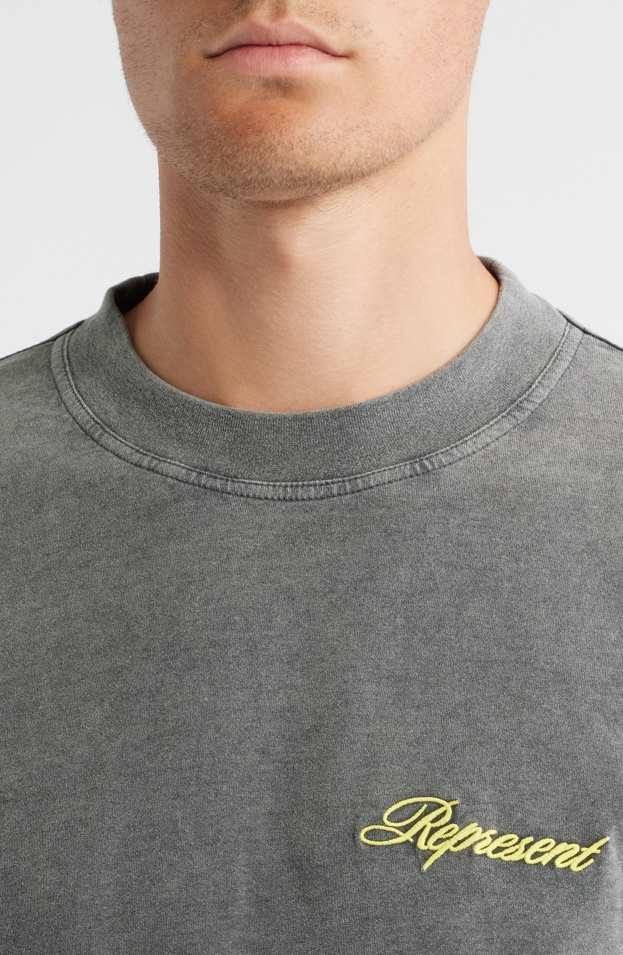 Represent Oversize Embroidered Script Logo T-Shirt in After Dark at Nordstrom - 4
