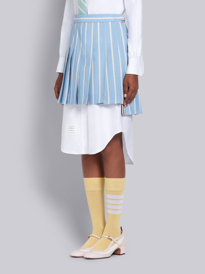 Thom Browne Blue Wool Banker Stripe Mini Pleated Skirt outlook