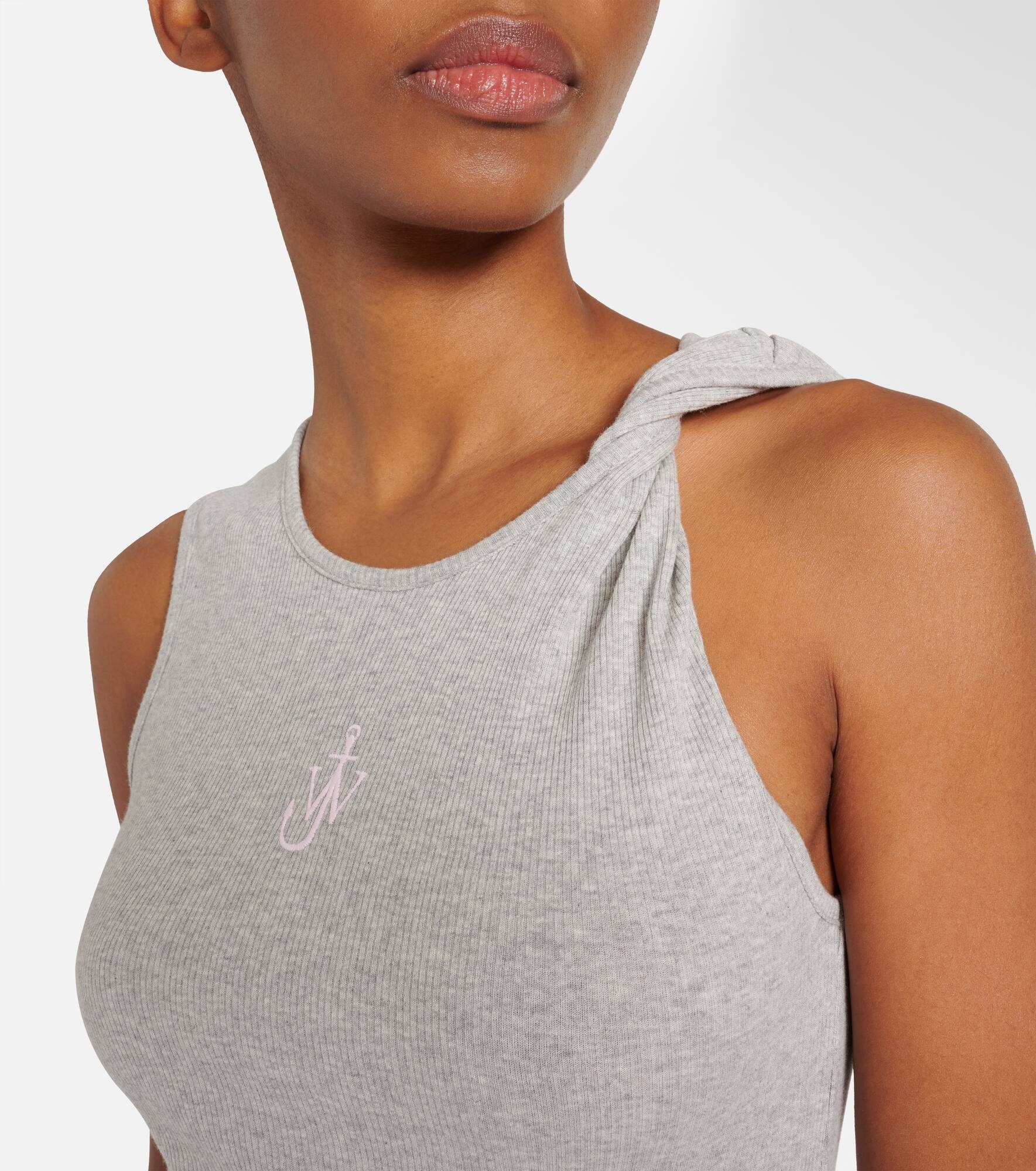 Logo embroidered cotton jersey maxi dress - 4