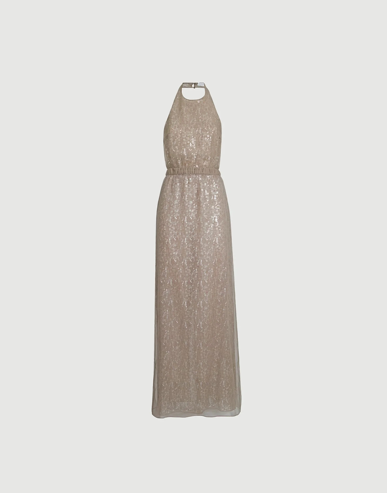 Dazzling mirage embroidery halterneck dress in crispy silk - 1