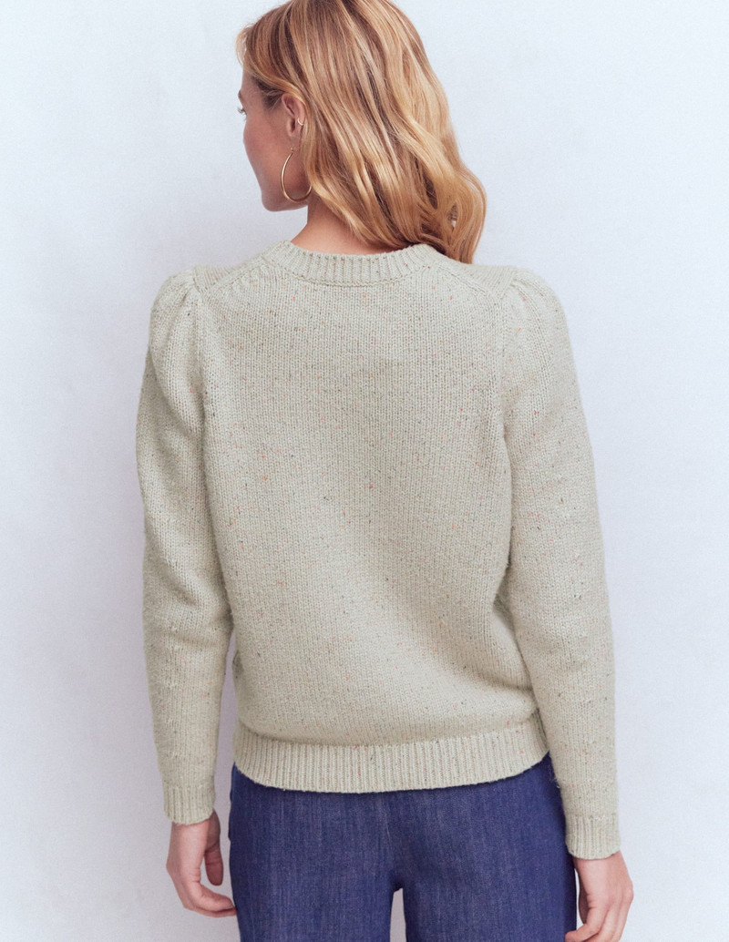 Davina Puff Sleeve Sweater-Ivory, Nep 4