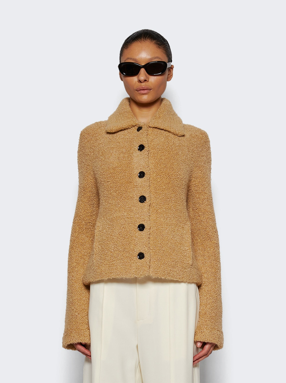 Sylvie Jacket In Loop Boucle Knit Light Camel - 3