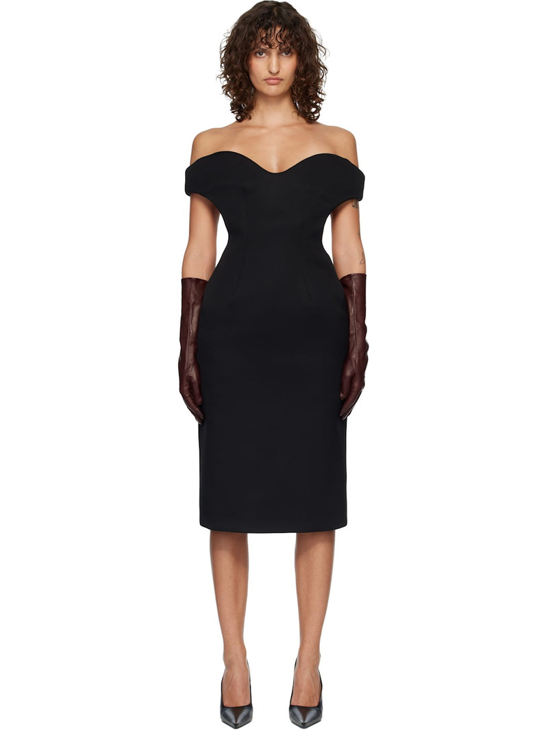 Black Sculptural Midi Dress 1