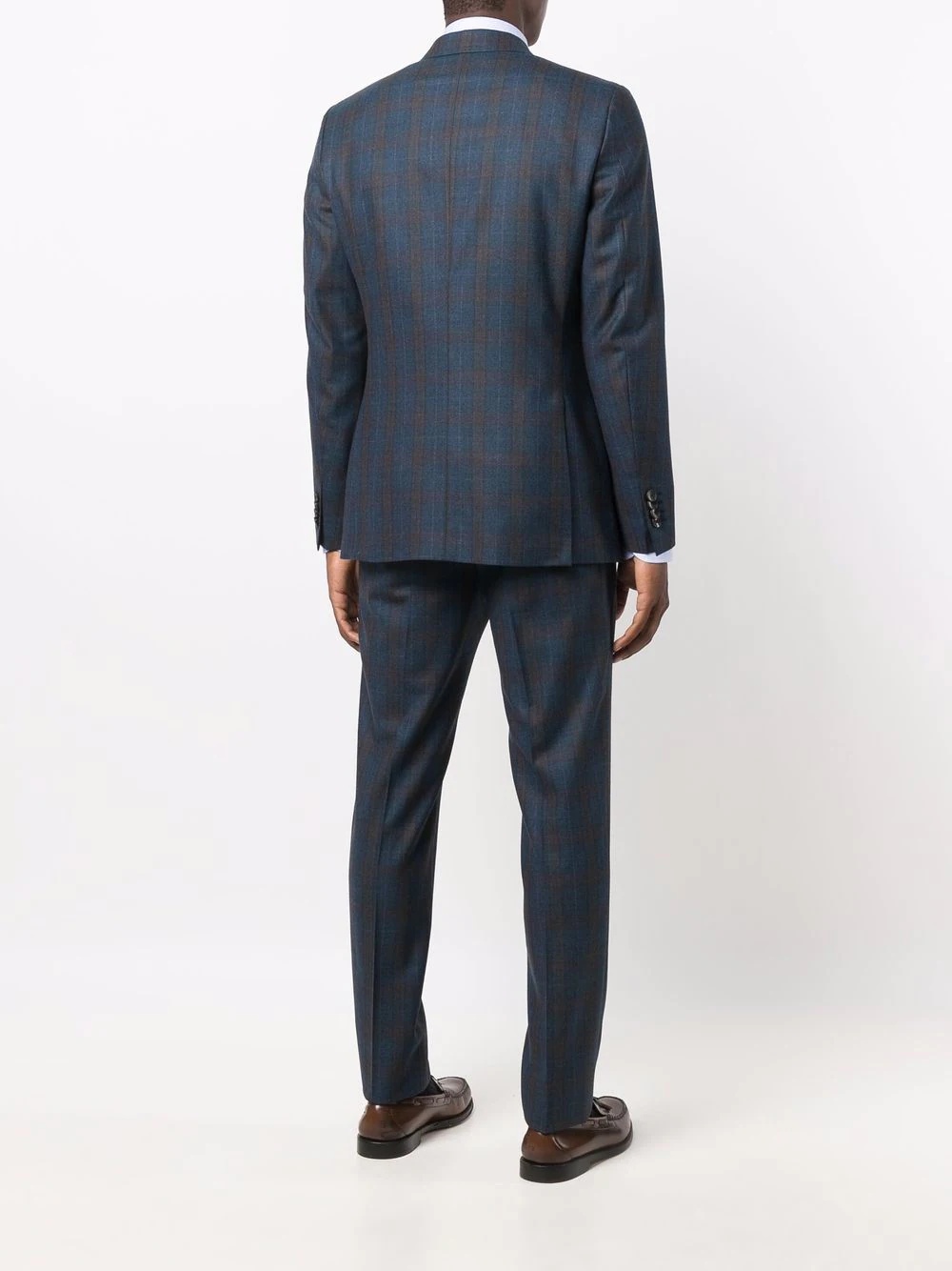 tartan-check single-breasted blazer - 4