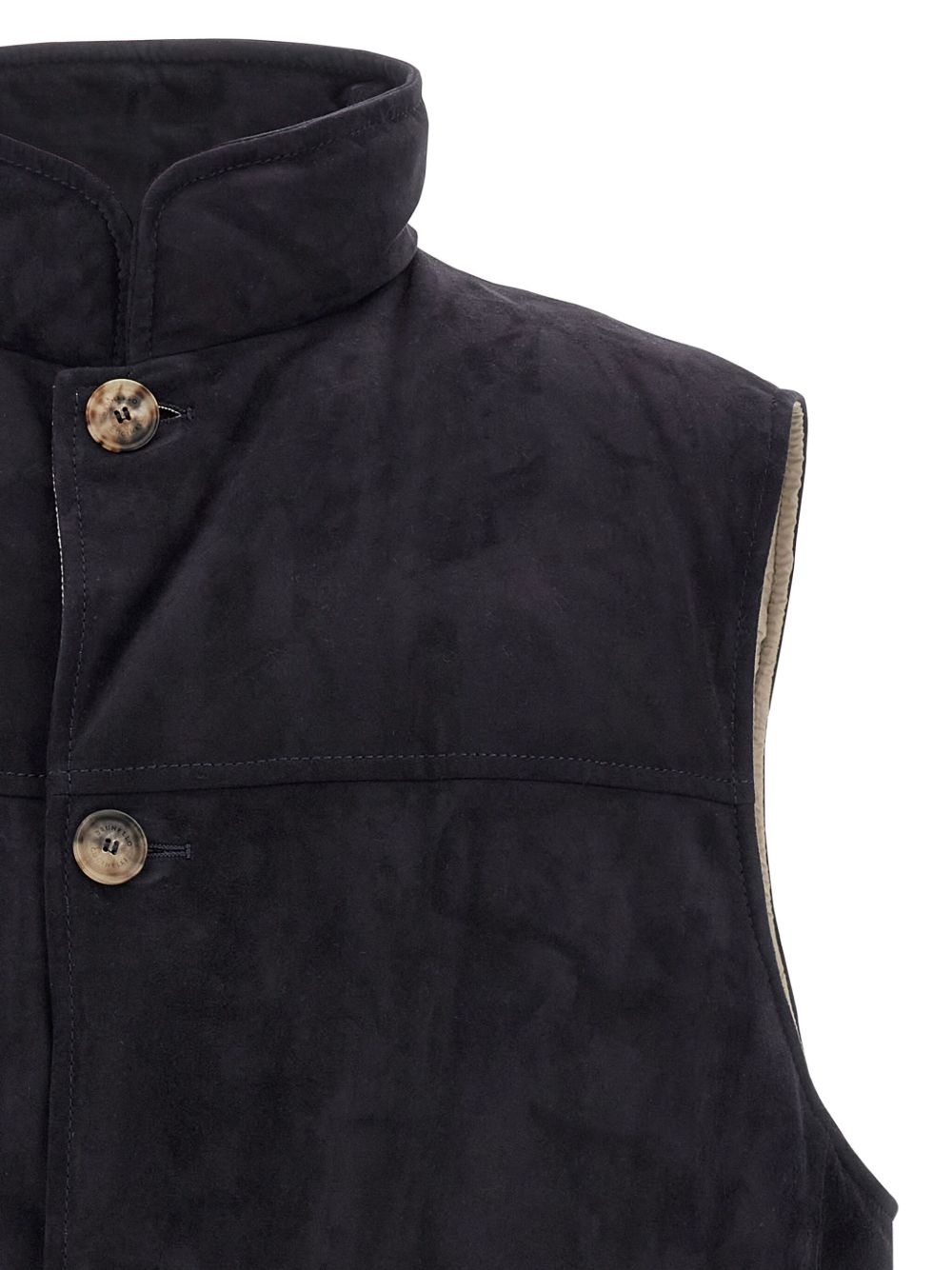 high-neck suede vest - 3