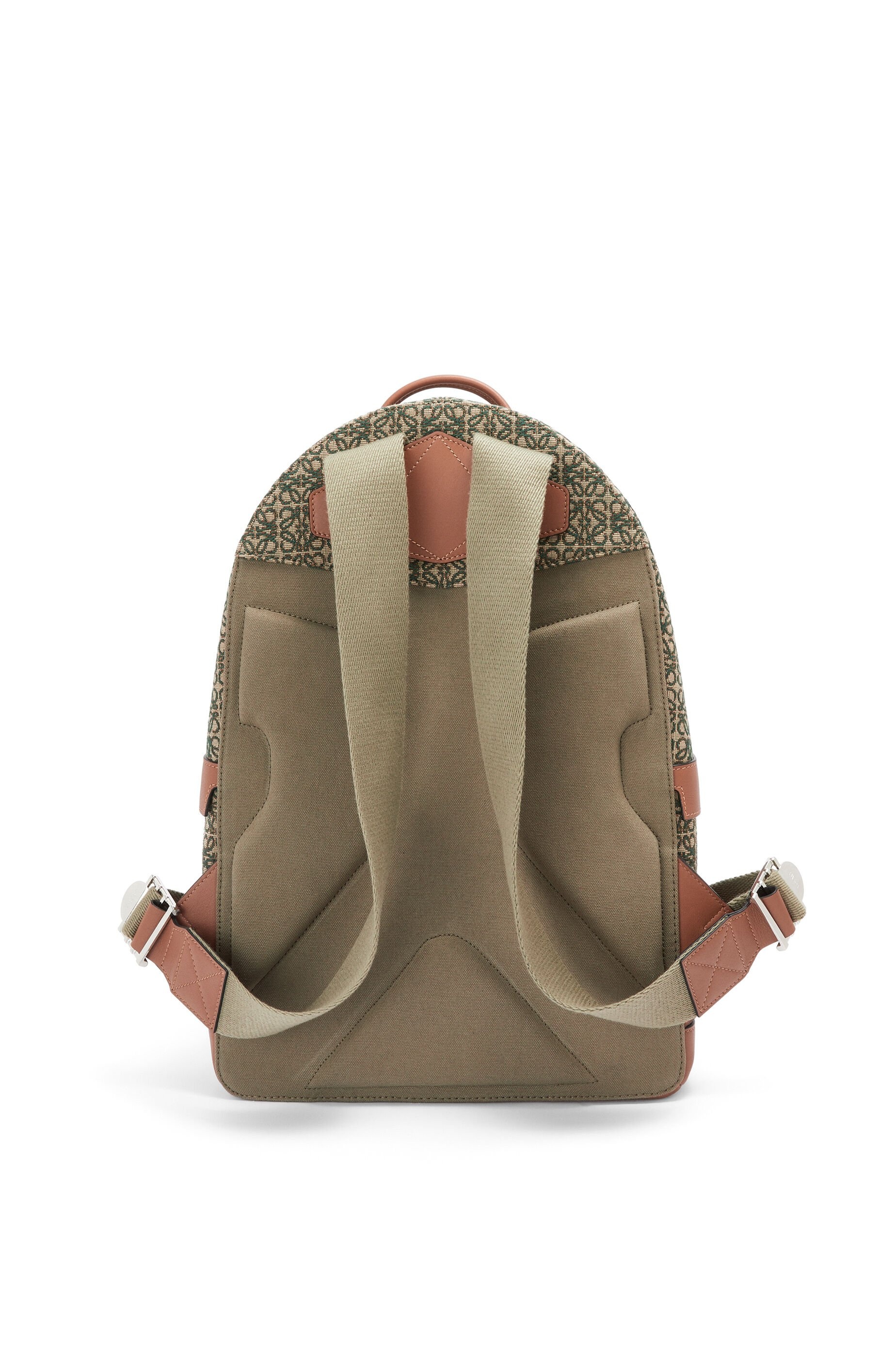 Round backpack in Anagram jacquard and calfskin - 4