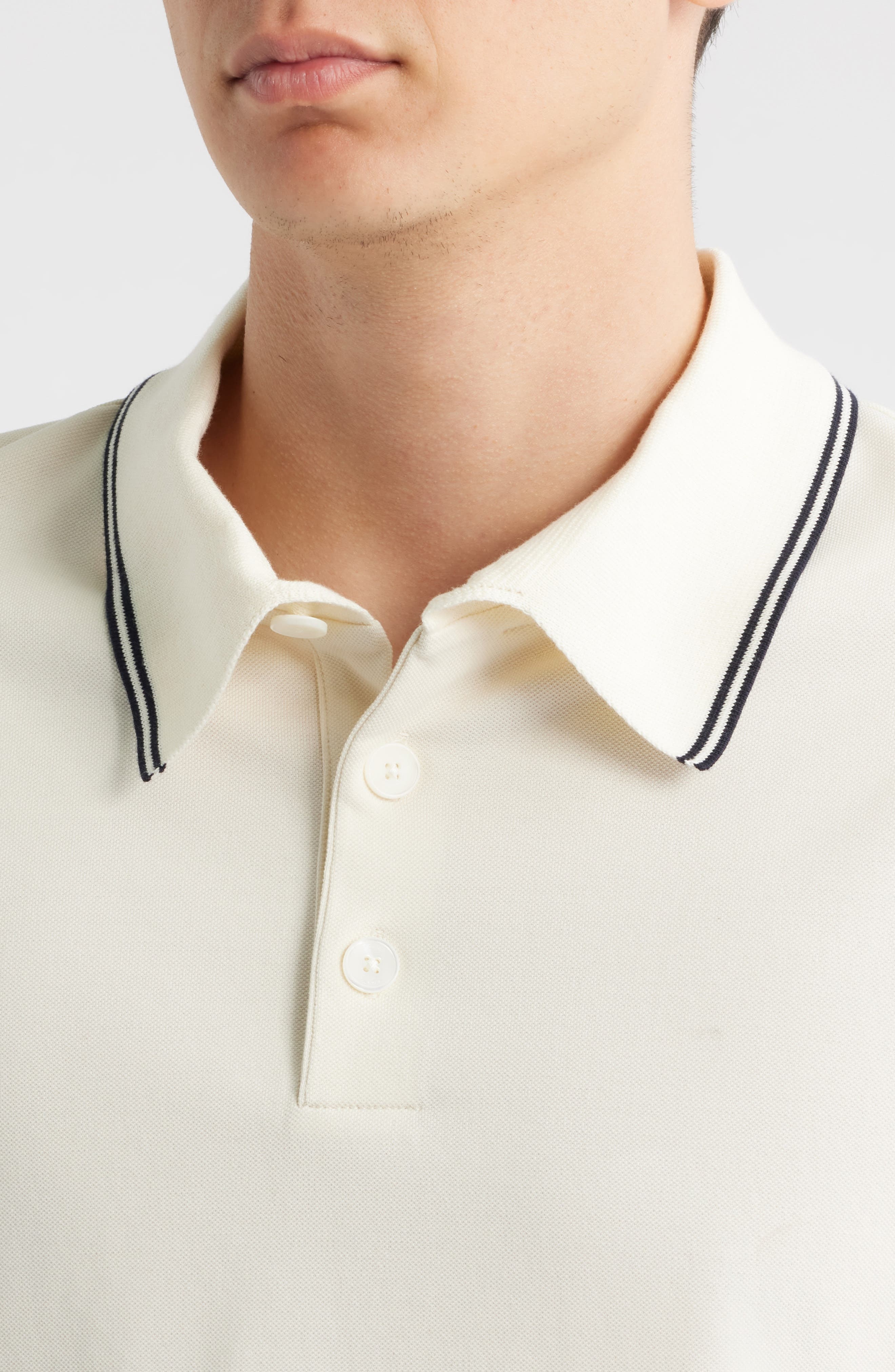 FRAME Cotton Pique Polo in White Sand at Nordstrom - 4