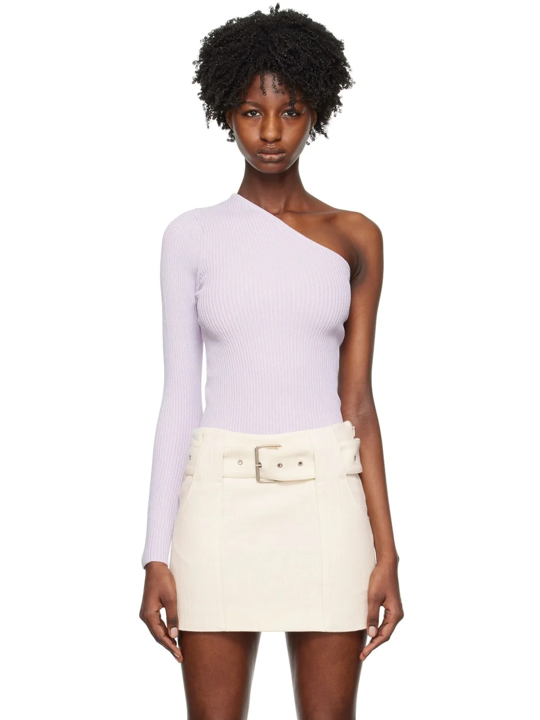 Purple Single-Shoulder Long Sleeve T-Shirt - 1
