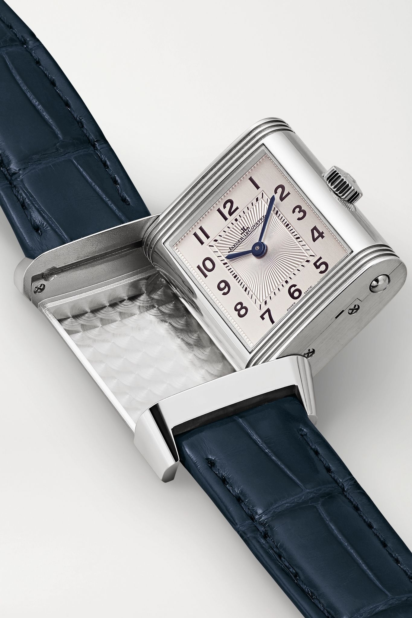 Reverso Classic Duetto 21mm small stainless steel, alligator and diamond watch - 6