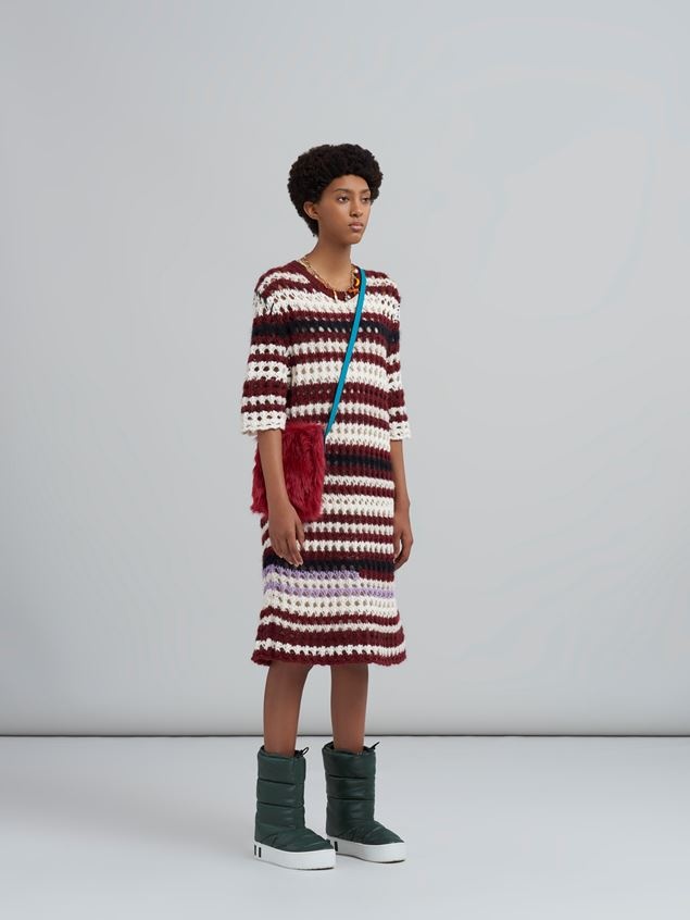 MULTI-COLOURED STRIPED 3D CROCHET INTARSIA DRESS IN BLENDED YARNS - 2