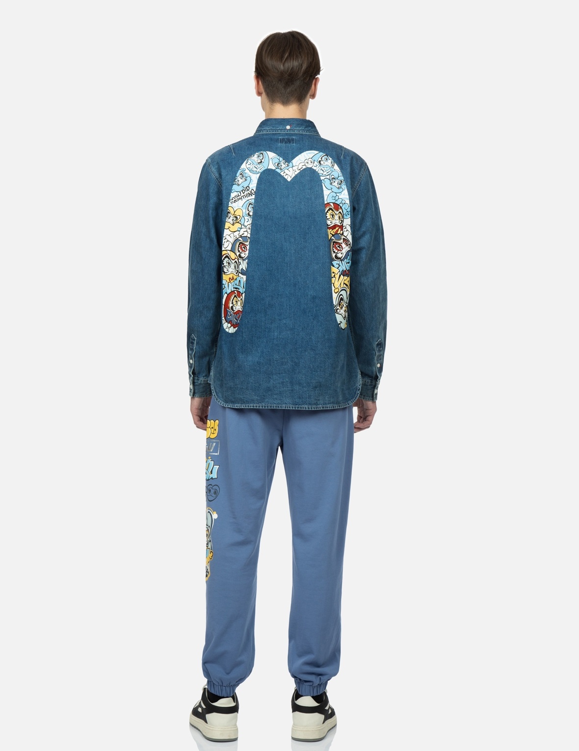 GRAFFITI DARUMA DAICOCK PRINT DENIM SHIRT - 5