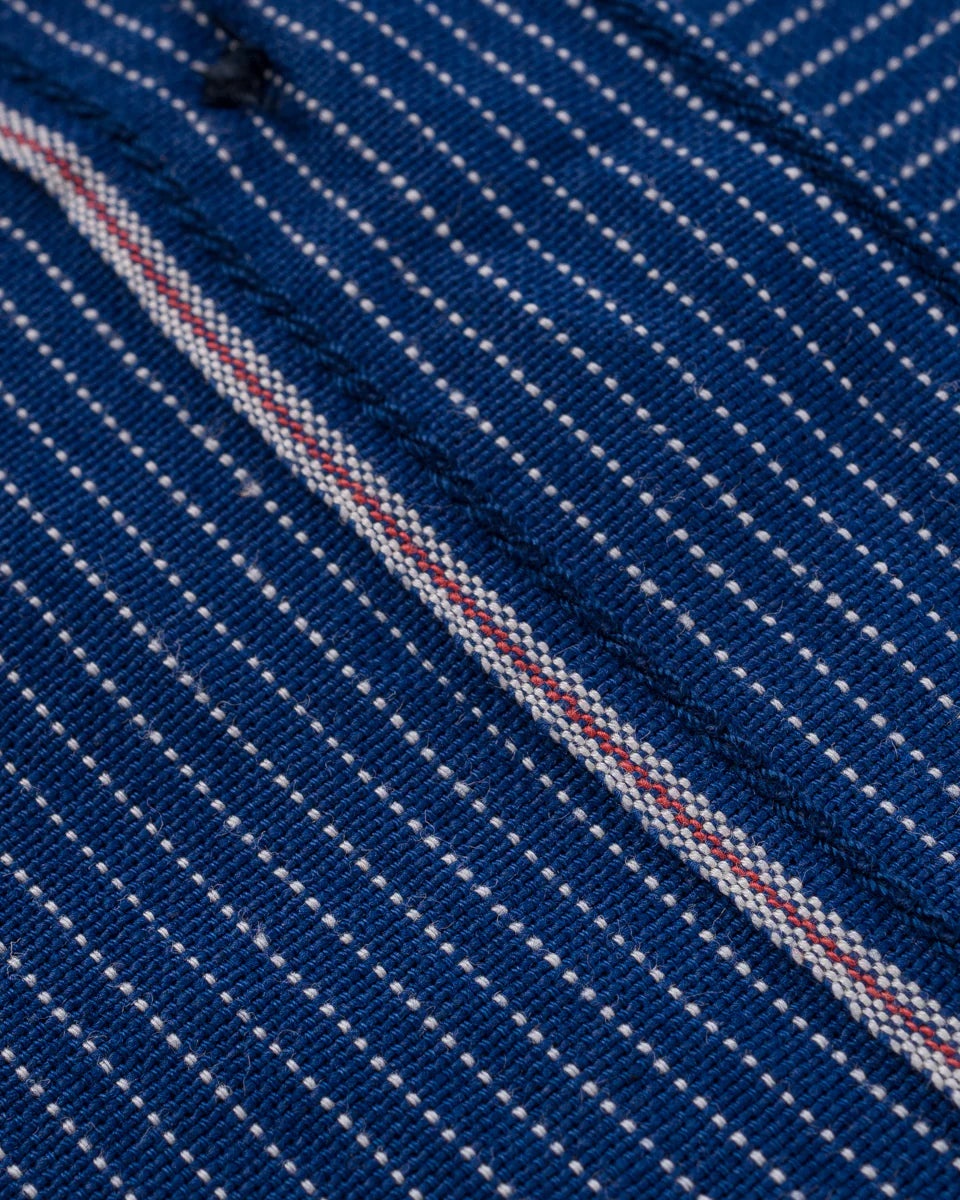 IHSH-420-PIN 5oz Selvedge Ox Cloth Short Sleeved Work Shirt Pinstripe - 5