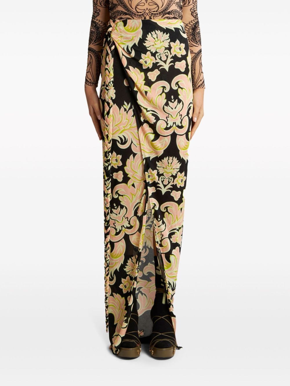 floral-print sarong skirt - 3