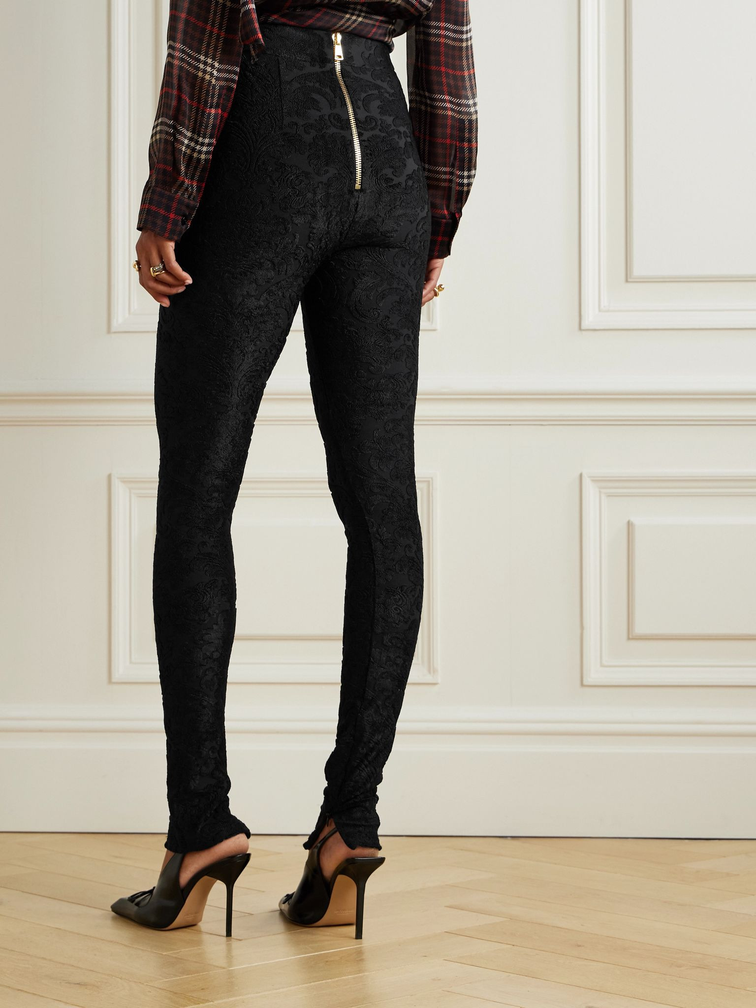 Bouclé jacquard-knit leggings Black - 4