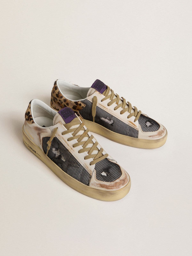 Golden Goose Men's Stardan in nappa and mesh with leopard-print pony skin heel tab outlook