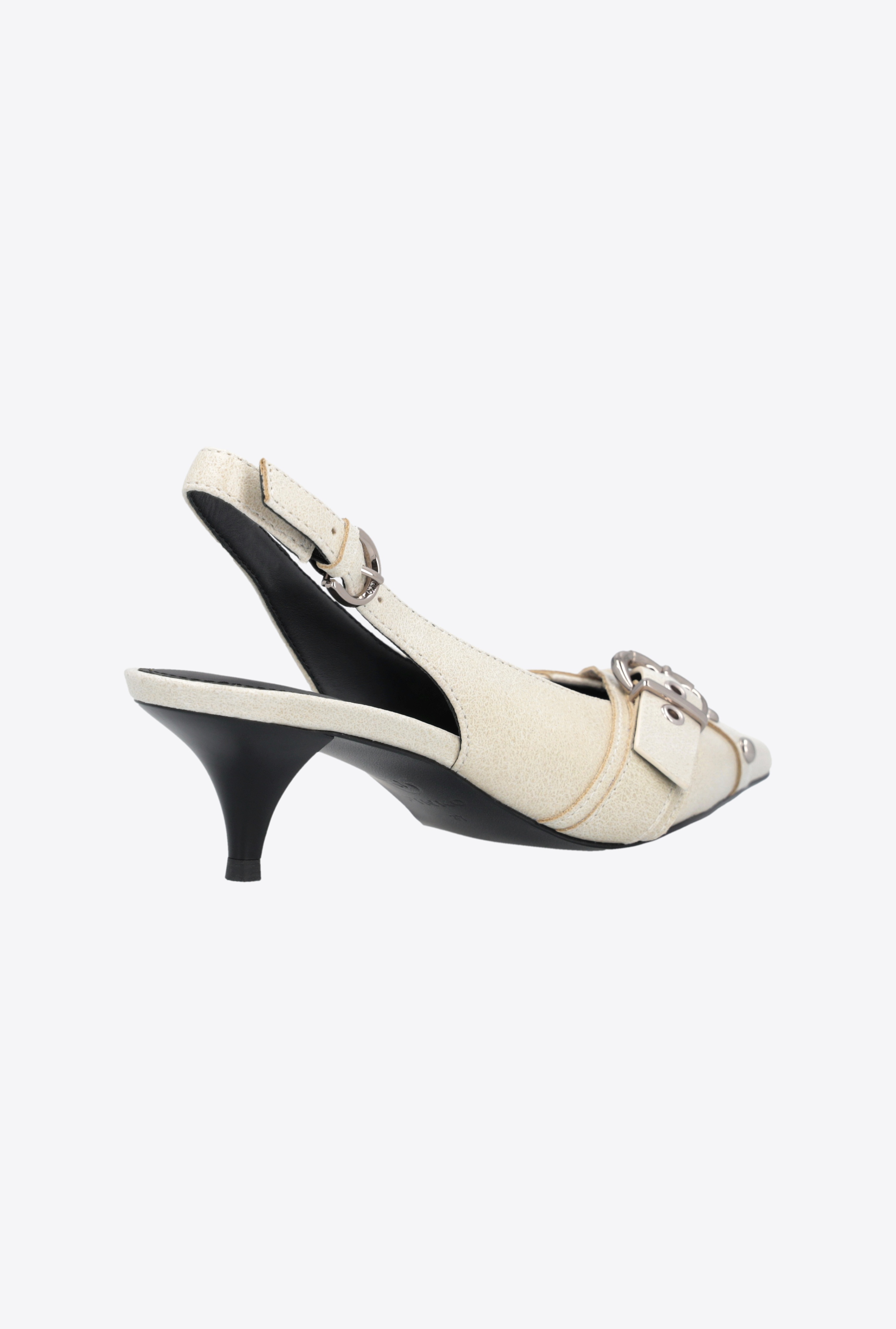 HEELED LEATHER SLINGBACKS WITH BUCKLE - 3