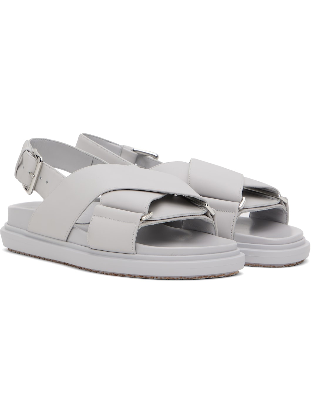Gray Leather Fussbett Sandals - 4