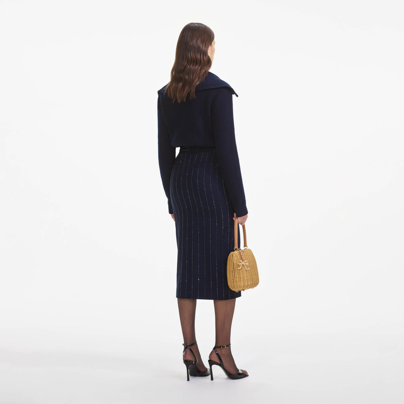 self-portrait Navy Relaxed Fit Cardigan outlook