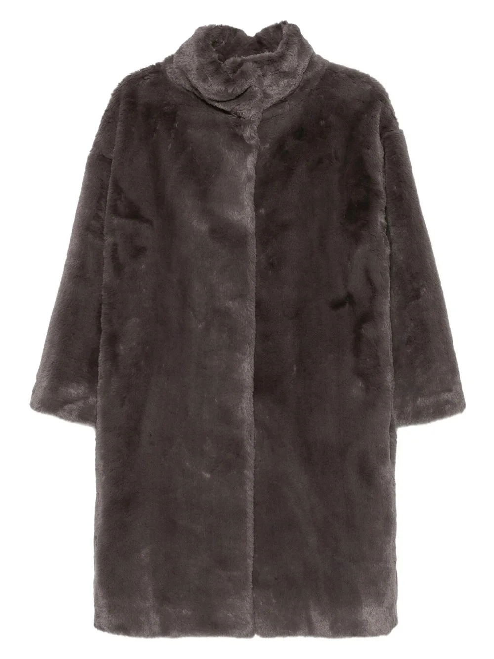 FAUX FUR COAT WITH HIGH COLLAR - 1