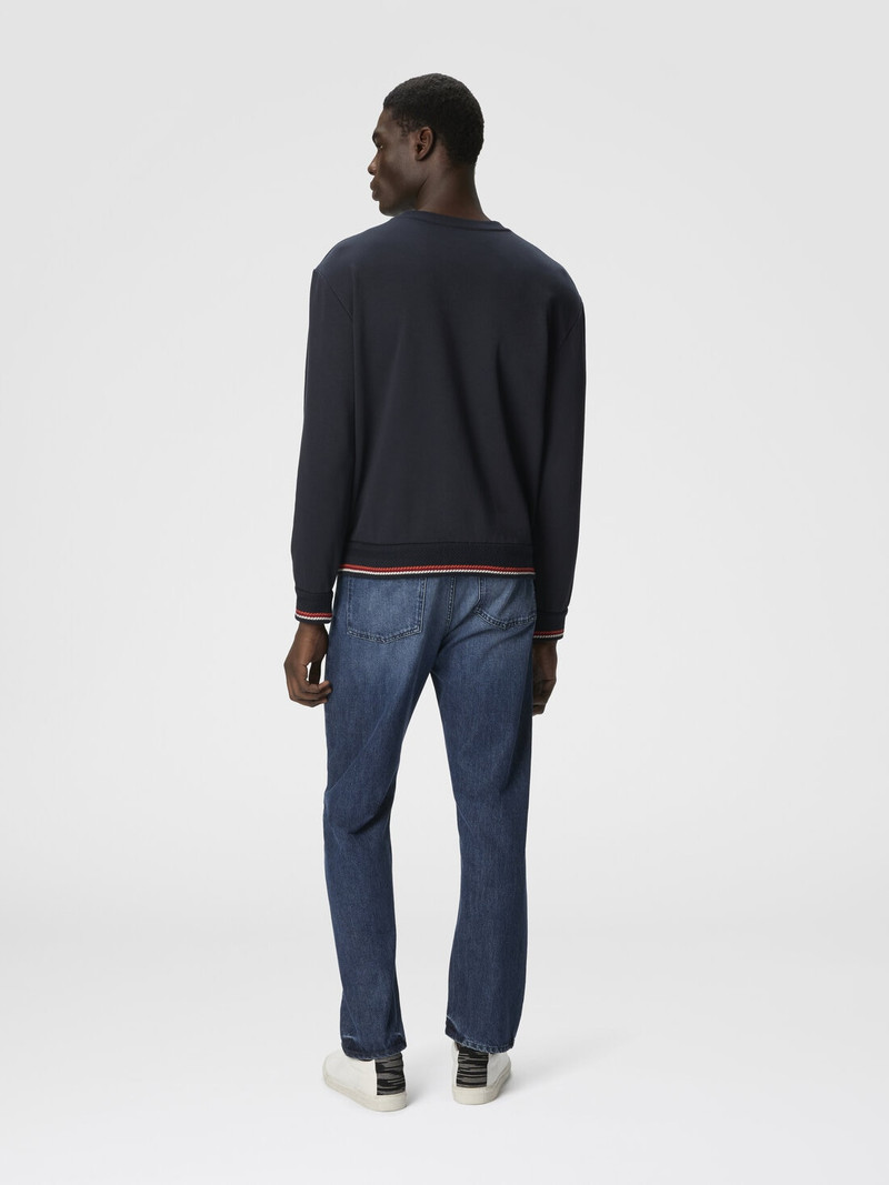 Crew neck sweatshirt with knit embroidery and logo 3