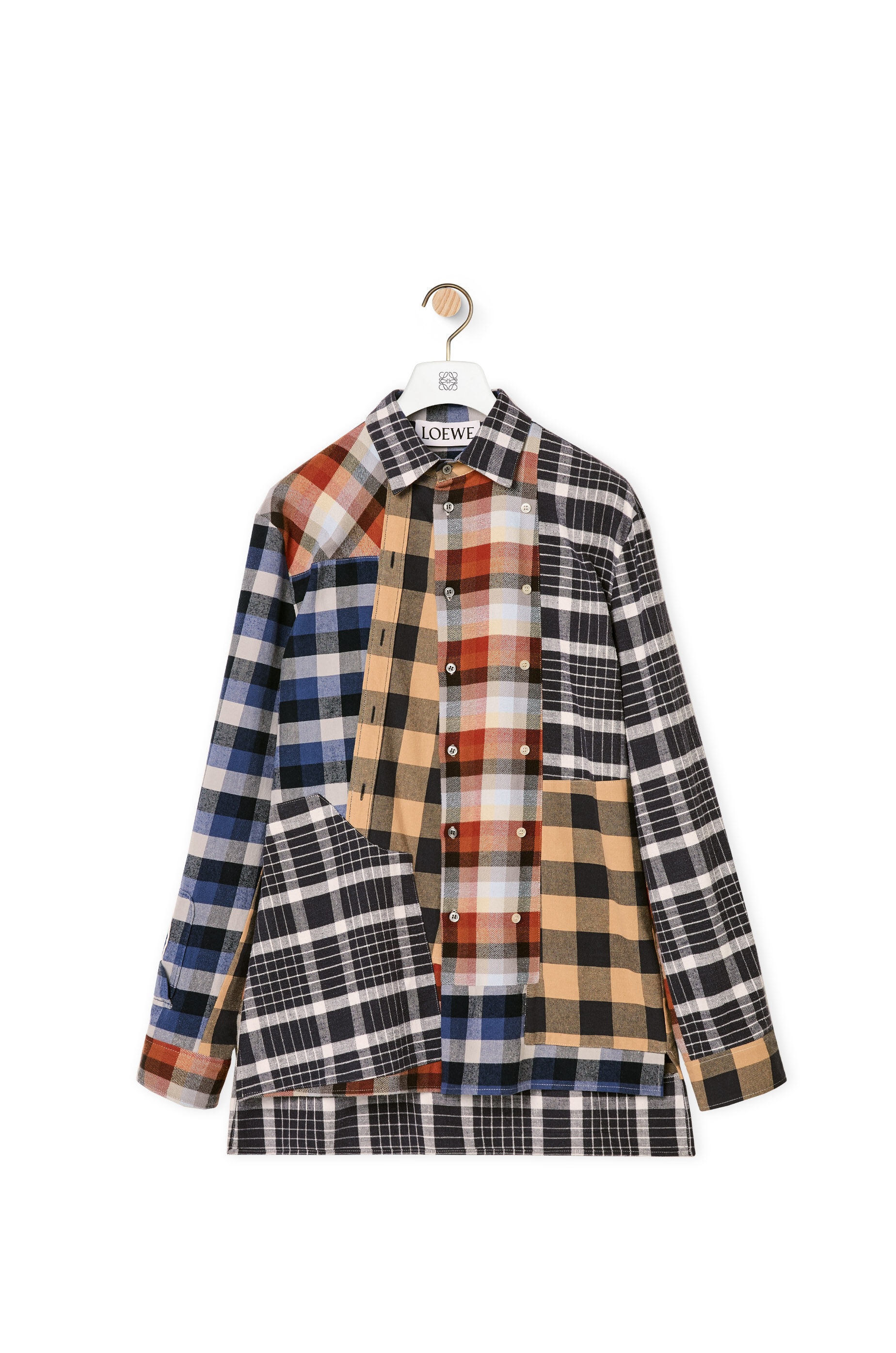 Check patchwork shirt in cotton - 1