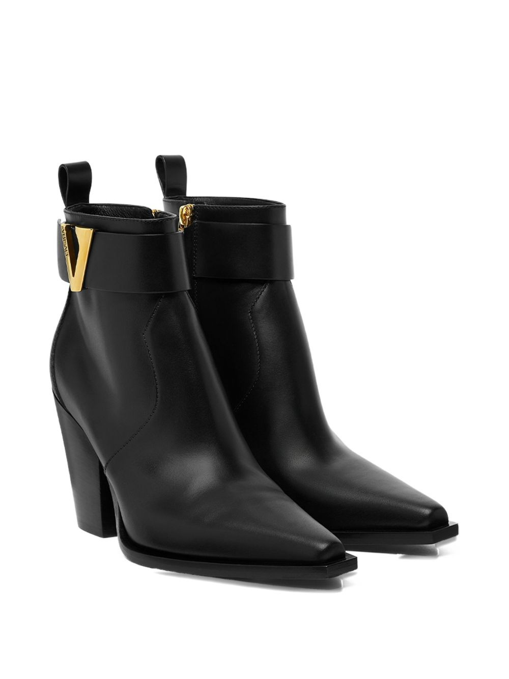 leather V-buckle boots - 2